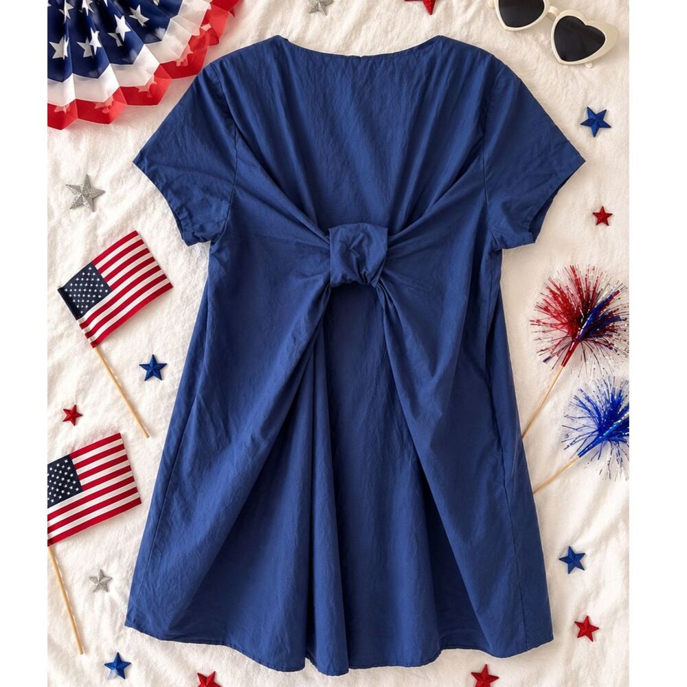 Vineyard Vines Blue Bow Back High-Low Dress S, 4th of July Coastal Preppy Summer